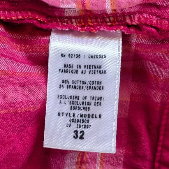 Y2K Guess Plaid Micro Shorts Women's 32 M Pink Ruched Drawstring Bow Vintage - Picture 5 of 9